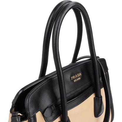 Prada Saffiano Bicolor Leather City Tote Handbag