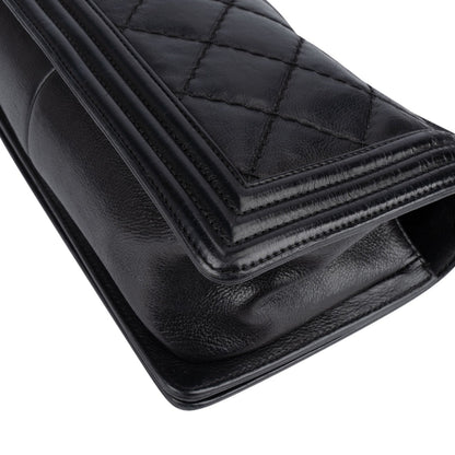 Chanel Quilted Calfskin Boy Single Flap Crossbody Bag