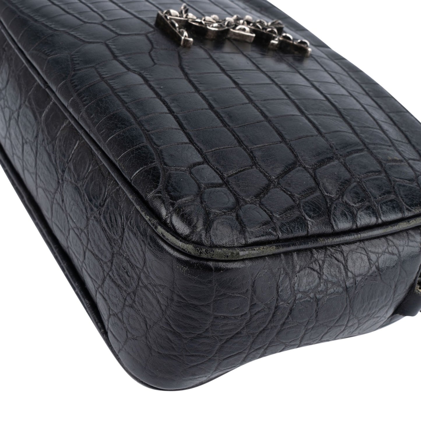 Saint Laurent Croc-Embossed Leather Lou Camera Crossbody Bag