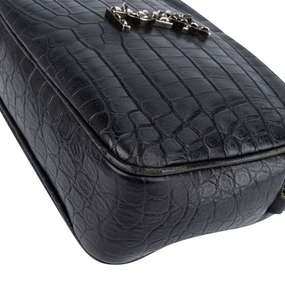 Saint Laurent Croc-Embossed Leather Lou Camera Crossbody Bag