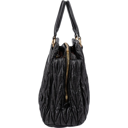 Miu Miu Black Matelassé Nappa Leather Top-Handle Handbag