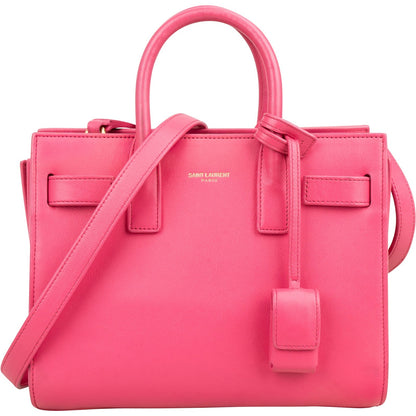 Saint Laurent Pink Calfskin Nano Sac De Jour Handbag
