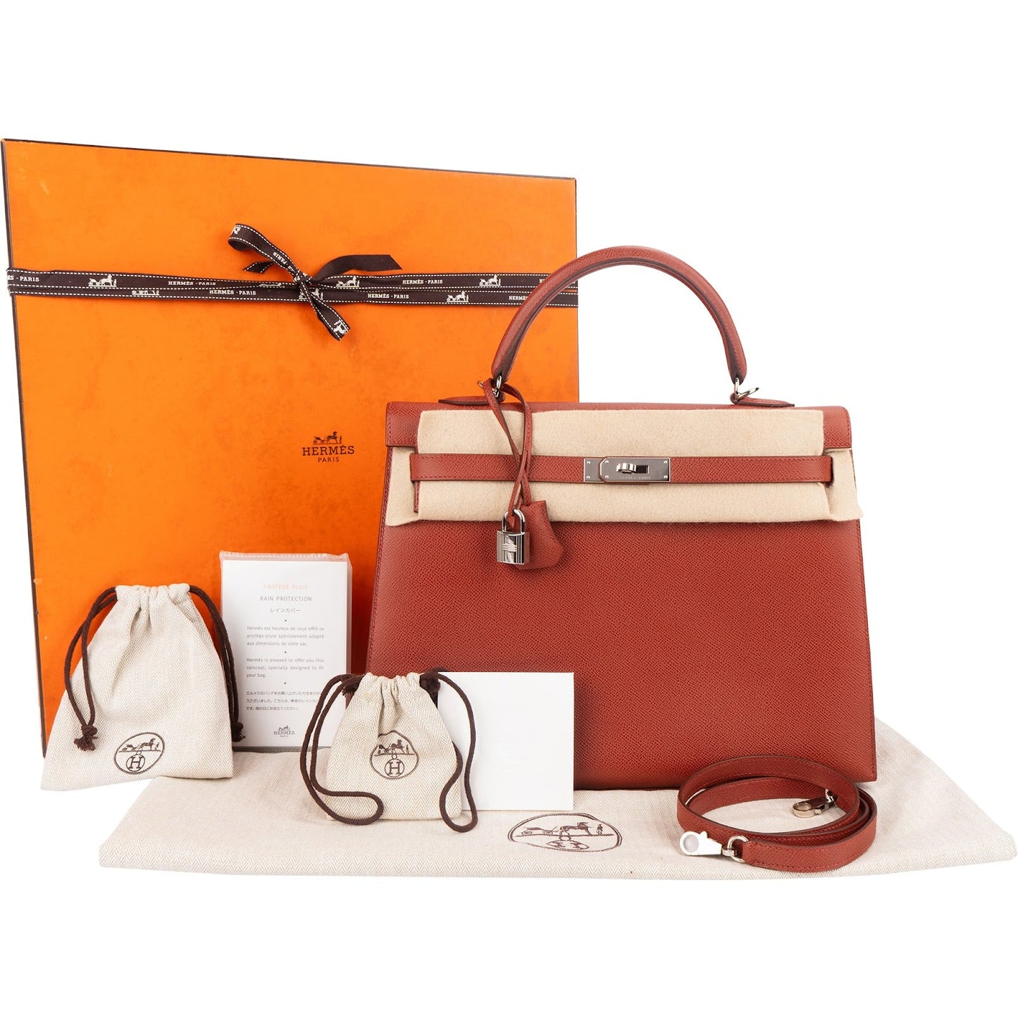 Hermès Epsom Leather Kelly Palladium 35 Sellier Handbag