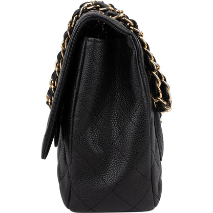 Chanel Quilted Caviar Leather Jumbo Single Flap Crossbody Bag