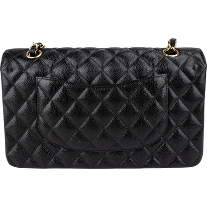 Chanel Quilted Caviar Leather Gold Medium Double Flap Crossbody Bag