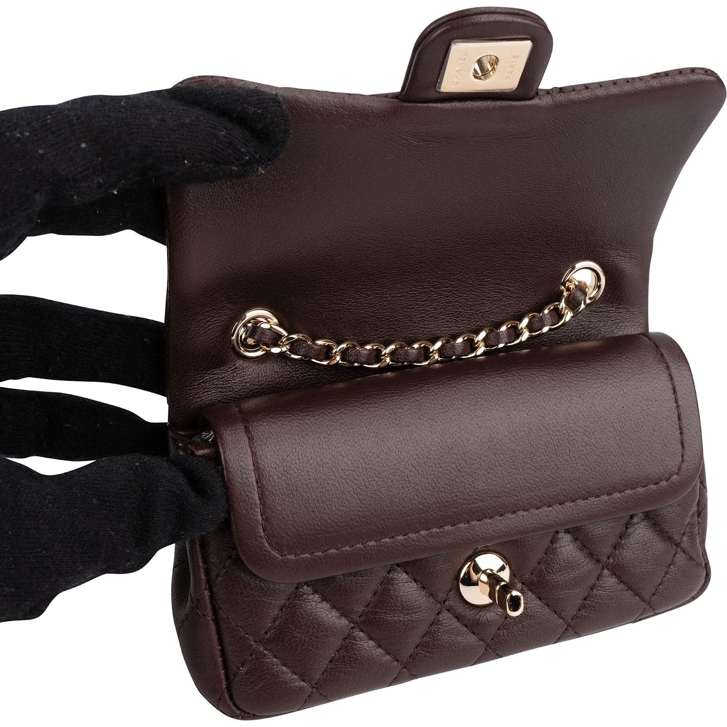 Chanel Quilted Lambskin Extra Mini Miniatur Double Flap Pendant Bag