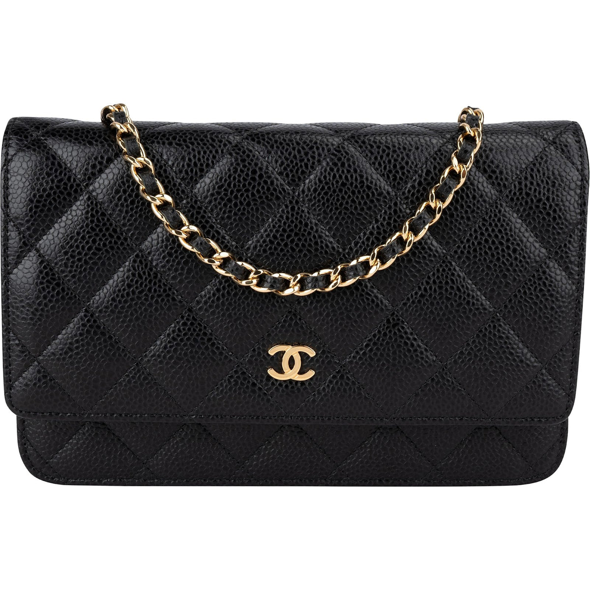 Chanel Quilted Caviar Leather Classic Wallet On Chain Crossbody Bag