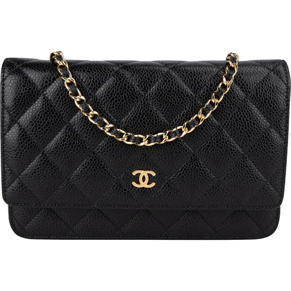 Chanel Quilted Caviar Leather Classic Wallet On Chain Crossbody Bag