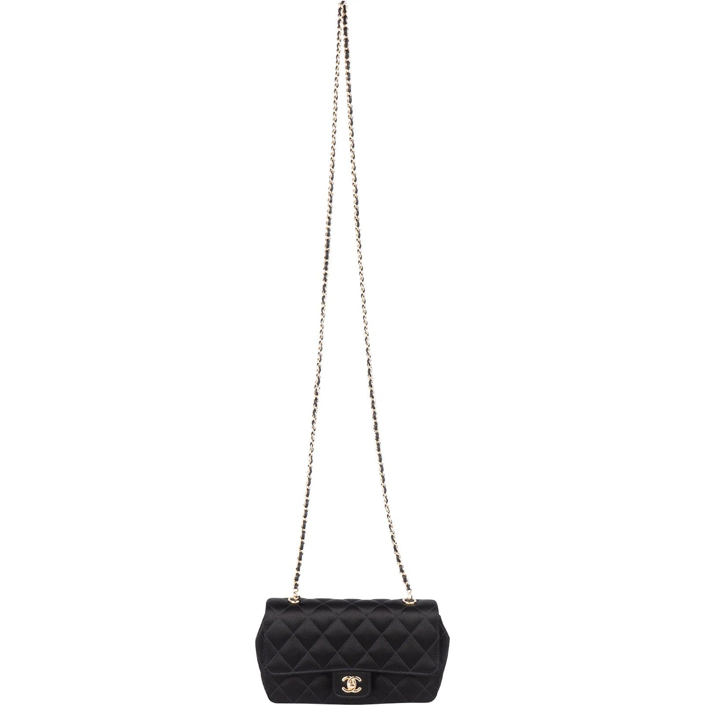 Chanel Quilted Satin Mini Rectangular Single Flap Crossbody Bag