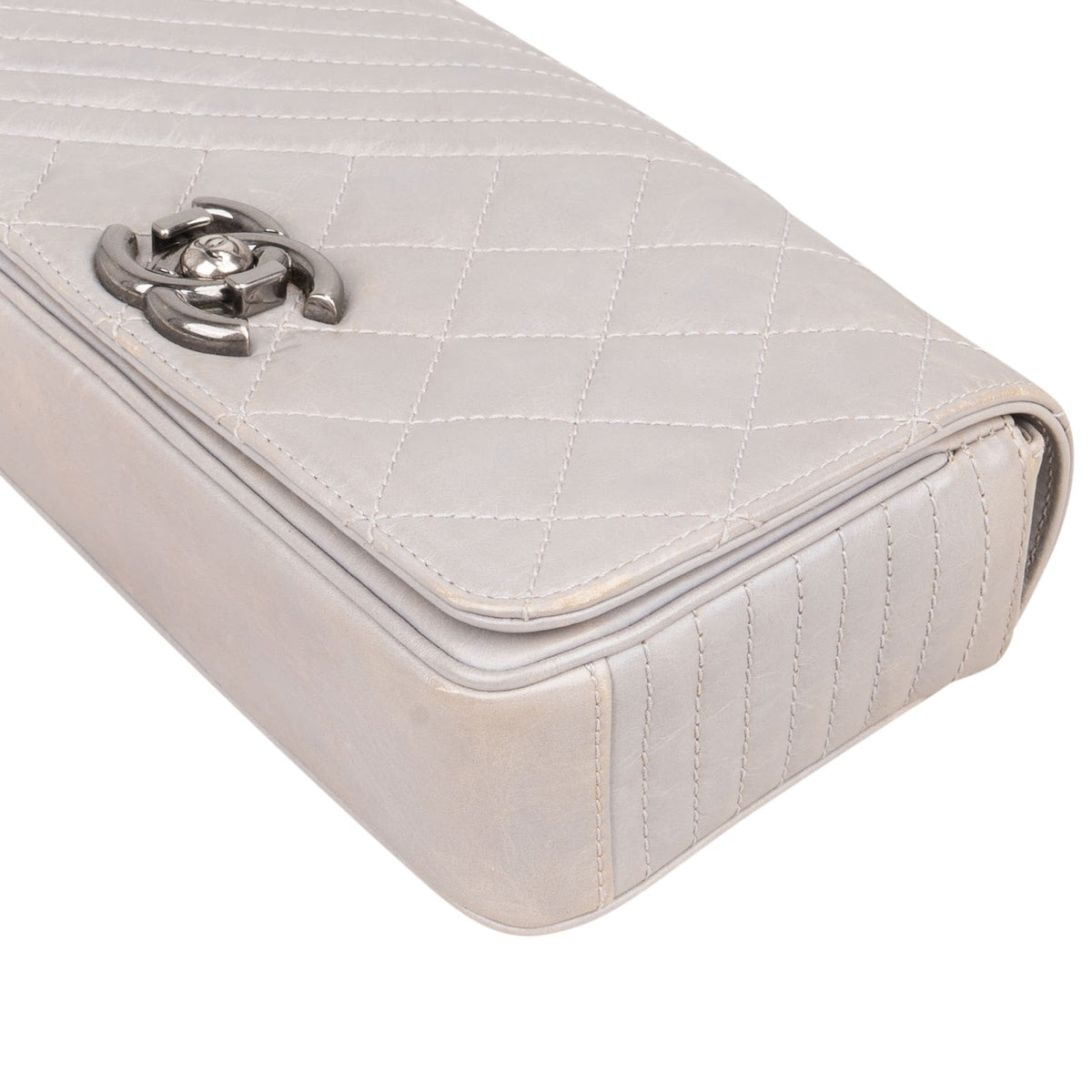 Chanel Aged Quilted Calfskin Coco Boy Single Flap Crossbody Bag