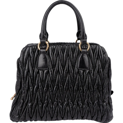 Miu Miu Black Matelassé Nappa Leather Top-Handle Handbag