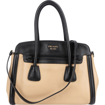 Prada Saffiano Bicolor Leather City Tote Handbag