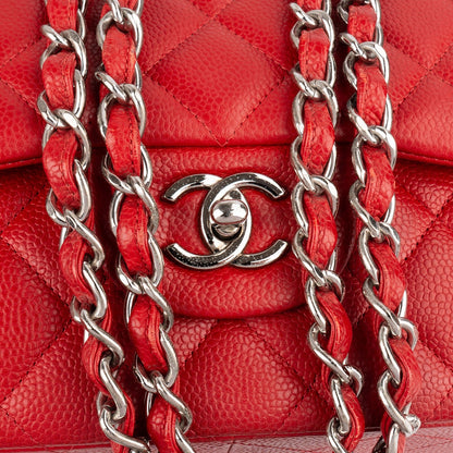 Chanel Quilted Caviar Leather Jumbo Double Flap Crossbody Bag
