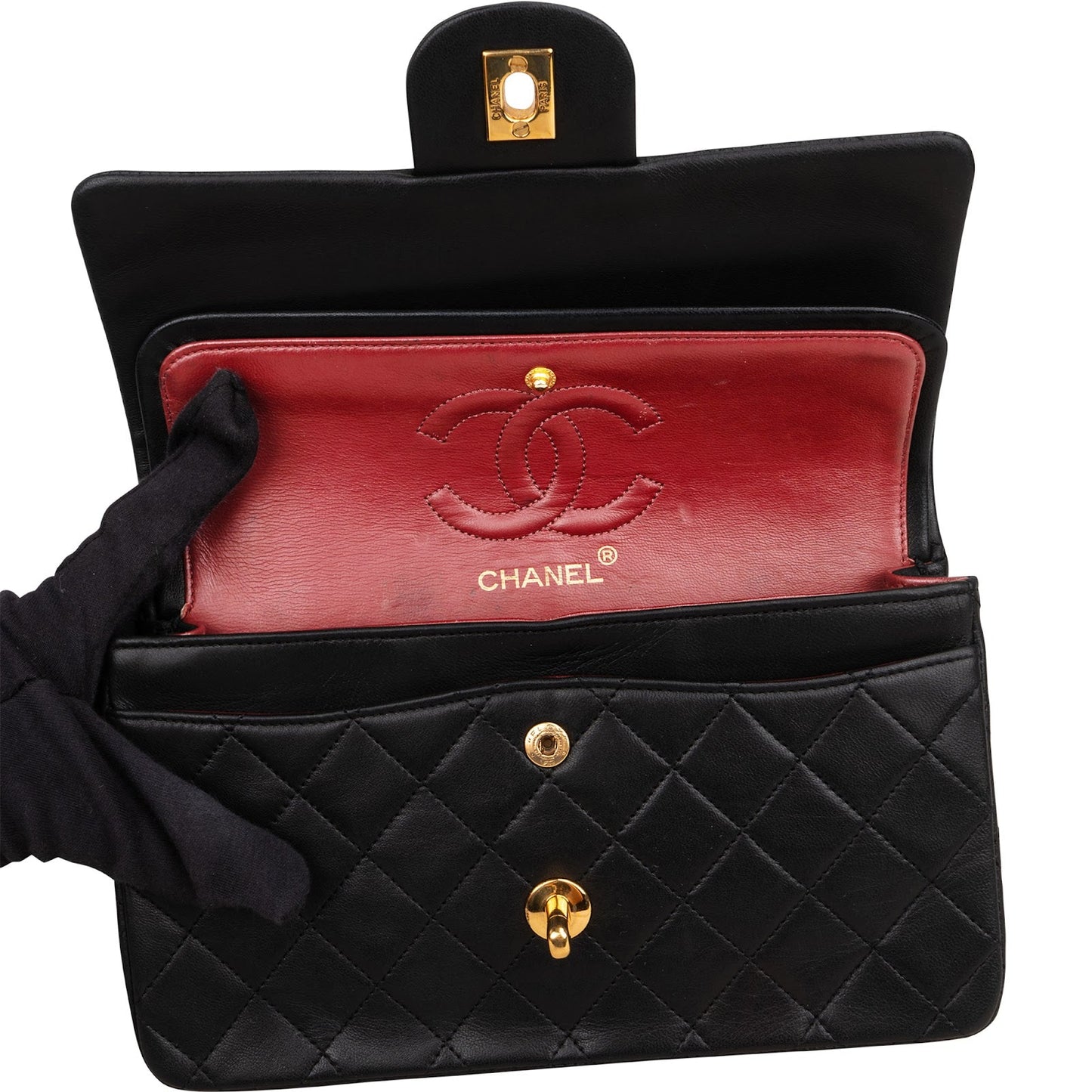 Chanel Quilted Lambskin Small 24K Gold Double Flap Shoulder Bag