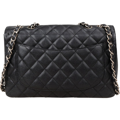 Chanel Quilted Caviar Leather Jumbo Single Flap Crossbody Bag