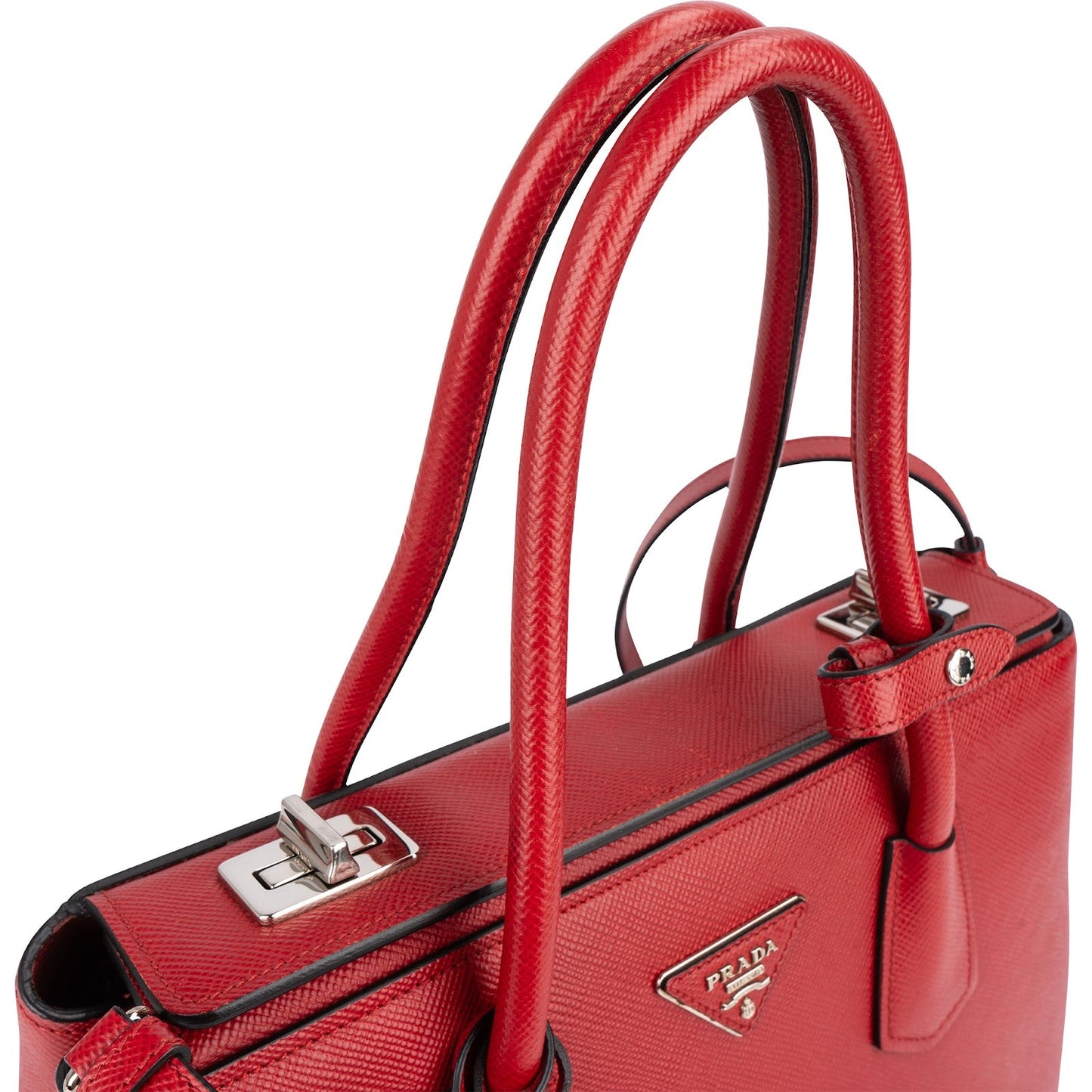 Prada Red Saffiano Leather Double Handbag