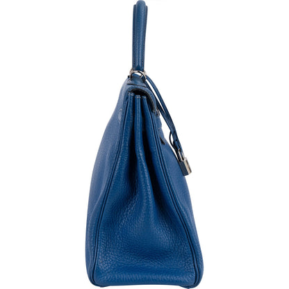 Hermès Bleu Togo Leather Kelly Retourne 35 Handbag