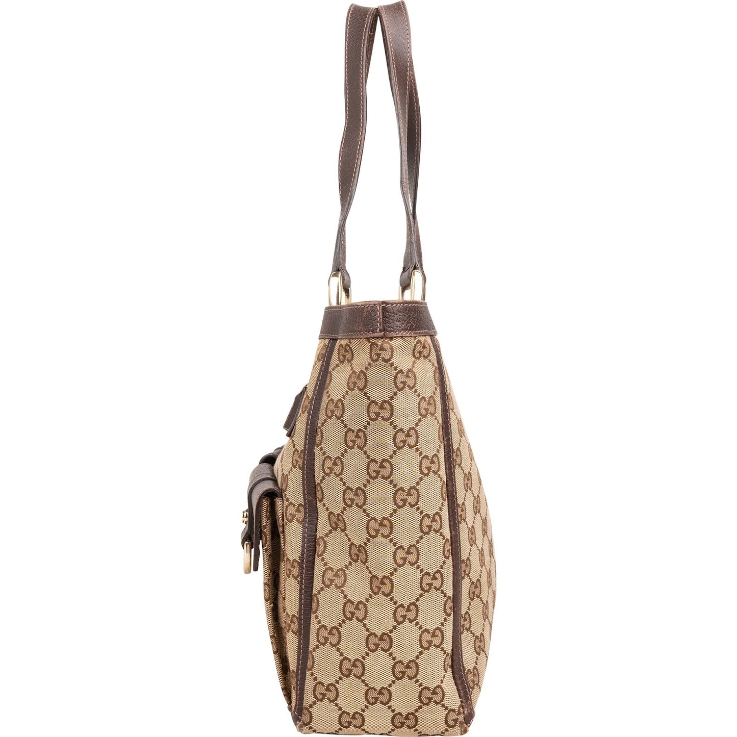 Gucci Monogram GG Canvas Abbey Double Pocket Tote Shoulder Bag