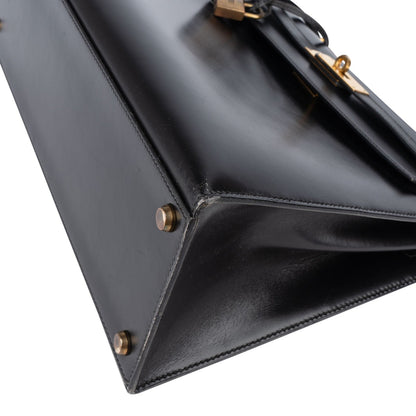Hermès Noir Box Calf Kelly 32 Sellier Handbag