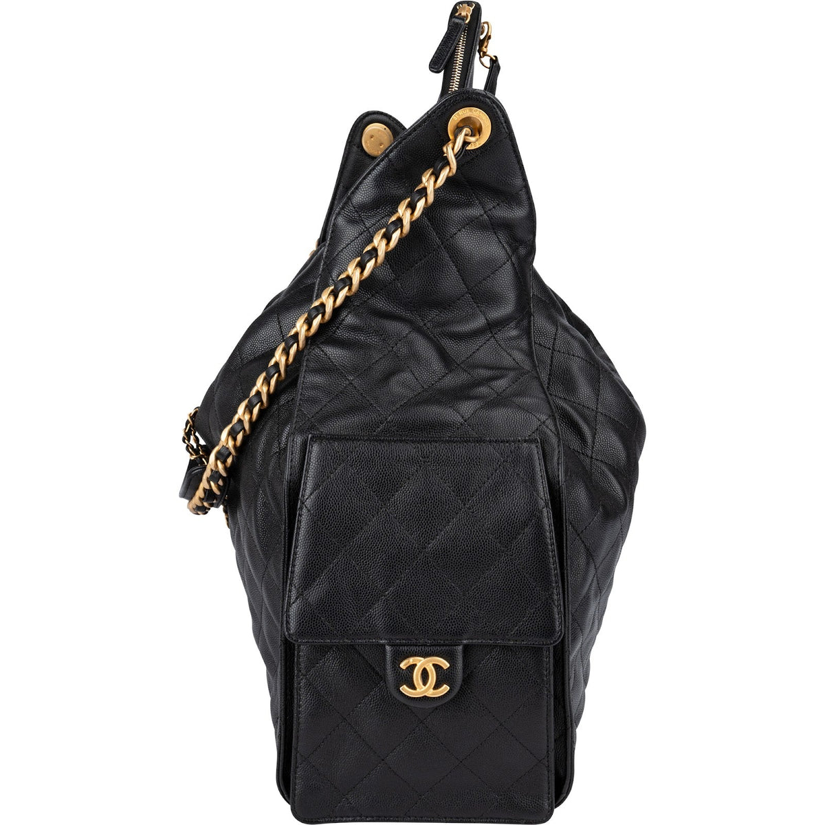 Chanel 25 Quilted Caviar Leather CC Drawstring Shoulder Bag Medium