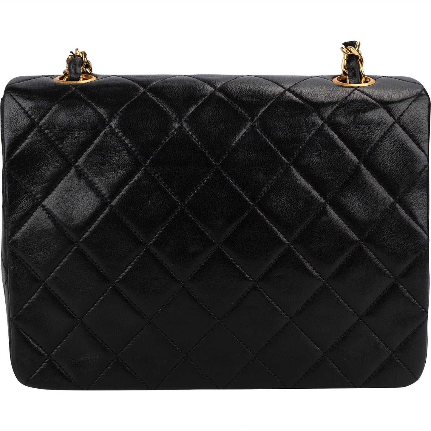 Chanel Quilted Lambskin Rectangular 24K Gold Single Flap Crossbody Bag