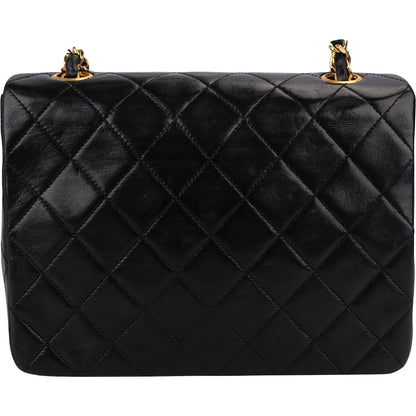 Chanel Quilted Lambskin Rectangular 24K Gold Single Flap Crossbody Bag