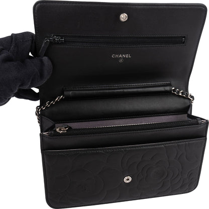 Chanel Camellia Lambskin Wallet On Chain Crossbody Bag