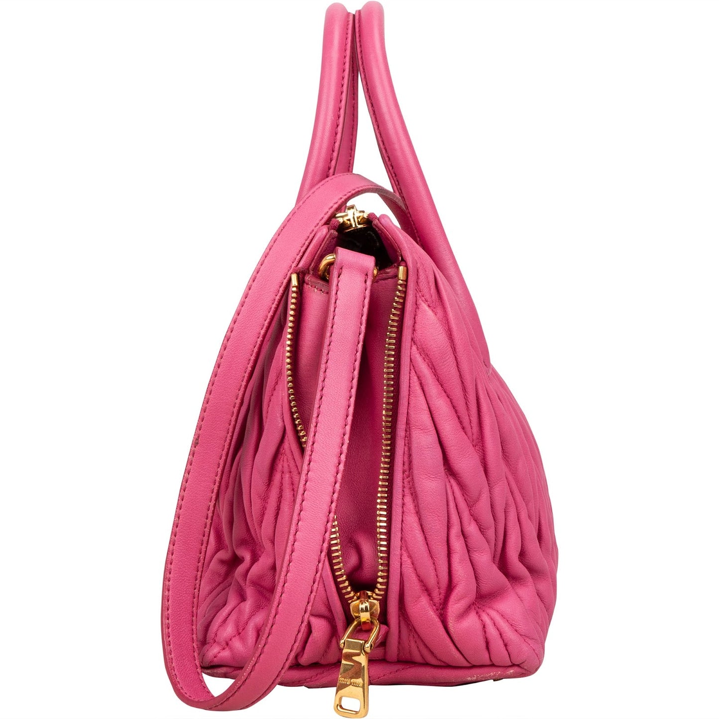 Miu Miu Pink Matelassé Nappa Leather Handbag