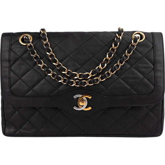 Chanel Quilted Lambskin Bicolor Double Flap Shoulder Bag