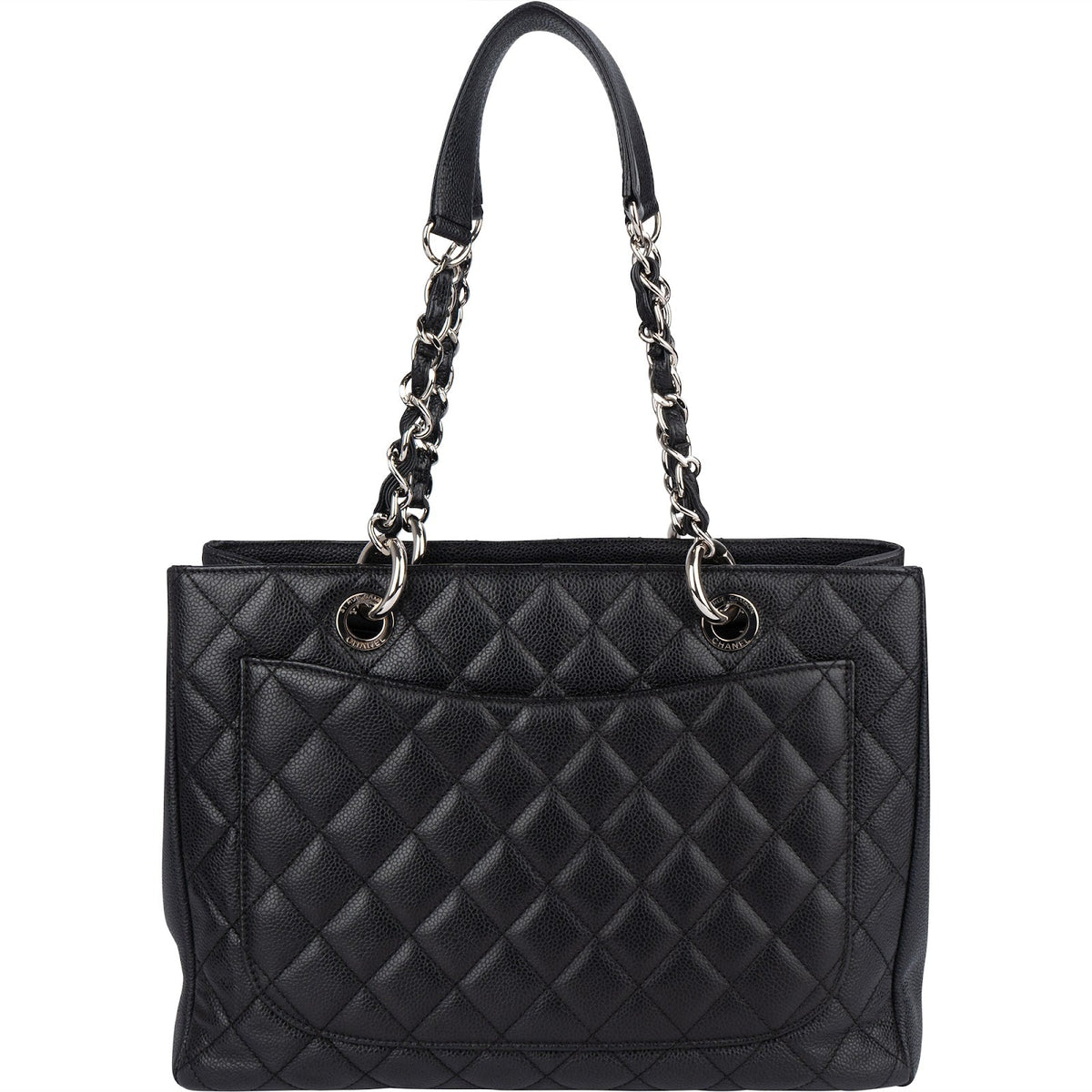 Chanel Quilted Caviar Leather Grand Shopping Tote Shoulder Bag