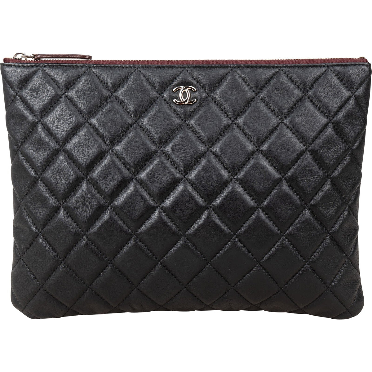 Chanel Black Quilted Lambskin CC Clutch