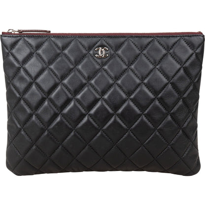 Chanel Black Quilted Lambskin CC Clutch