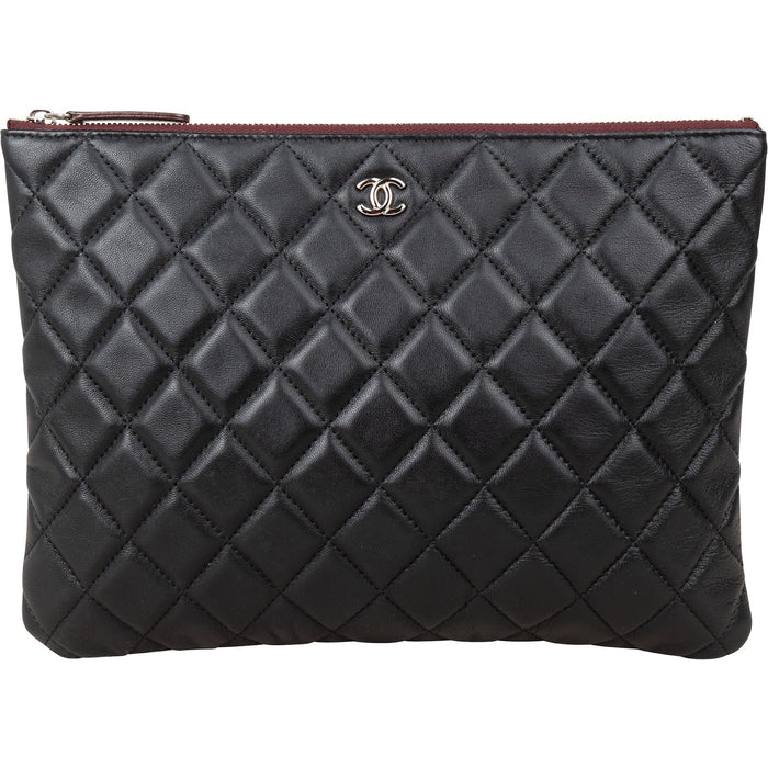 Chanel Black Quilted Lambskin CC Clutch
