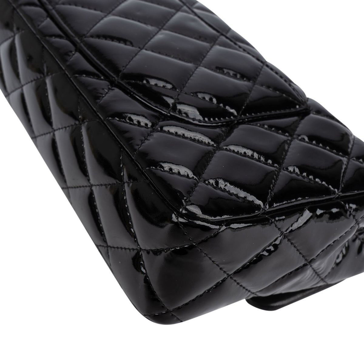 Chanel Quilted Patent Leather East West Single Flap Shoulder Bag