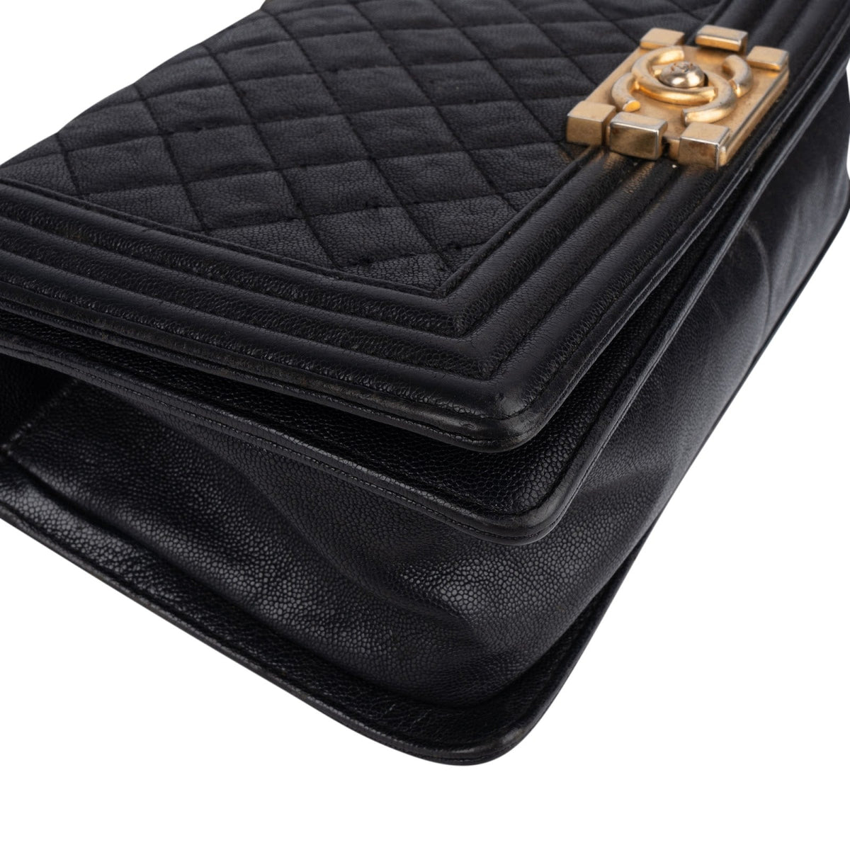 Chanel Quilted Caviar Leather Medium Boy Single Flap Crossbody Bag