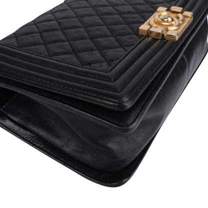Chanel Quilted Caviar Leather Medium Boy Single Flap Crossbody Bag