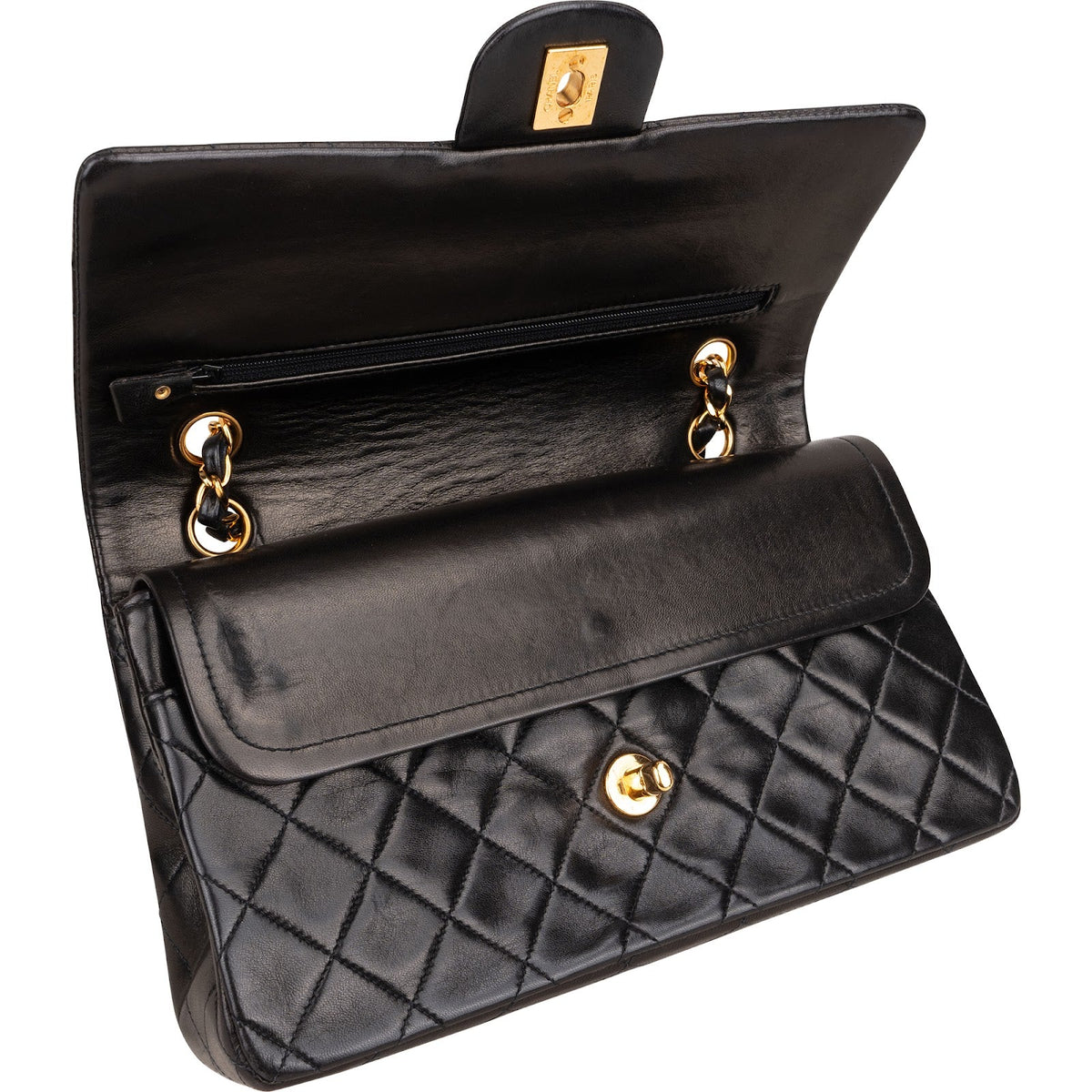 Chanel Quilted Lambskin 24K Gold Medium Double Flap Shoulder Bag