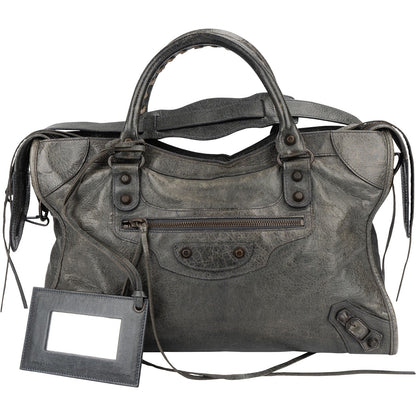 Balenciaga Dark Green Leather Classic City Handbag