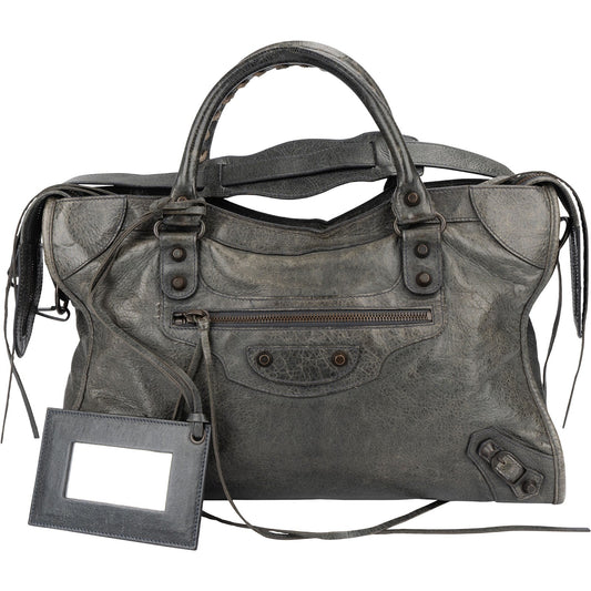 Balenciaga Dark Green Leather Classic City Handbag
