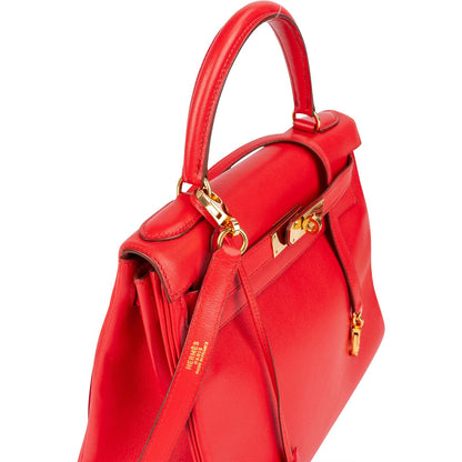 Hermès Rouge Swift Leather Kelly 28 Handbag