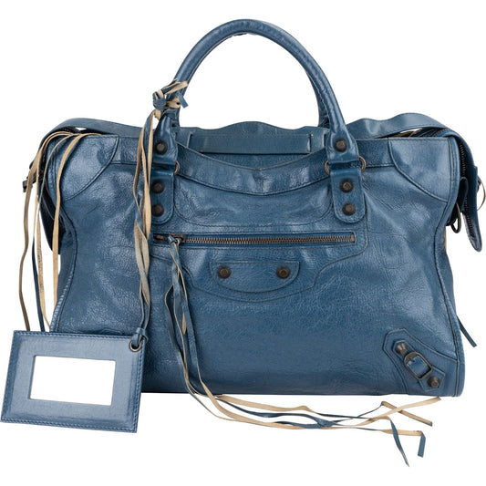 Balenciaga Blue Leather City Handbag
