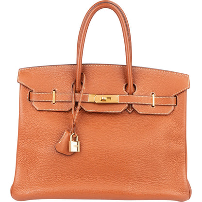Hermès Brun Fjord Leather Birkin 35 Handbag