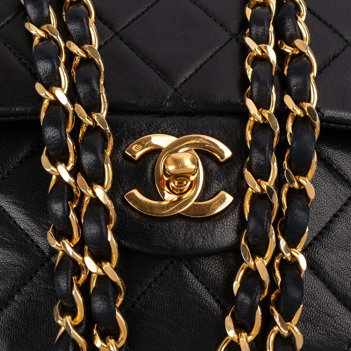 Chanel Quilted Lambskin Medium 24K Gold Double Flap Shoulder Bag