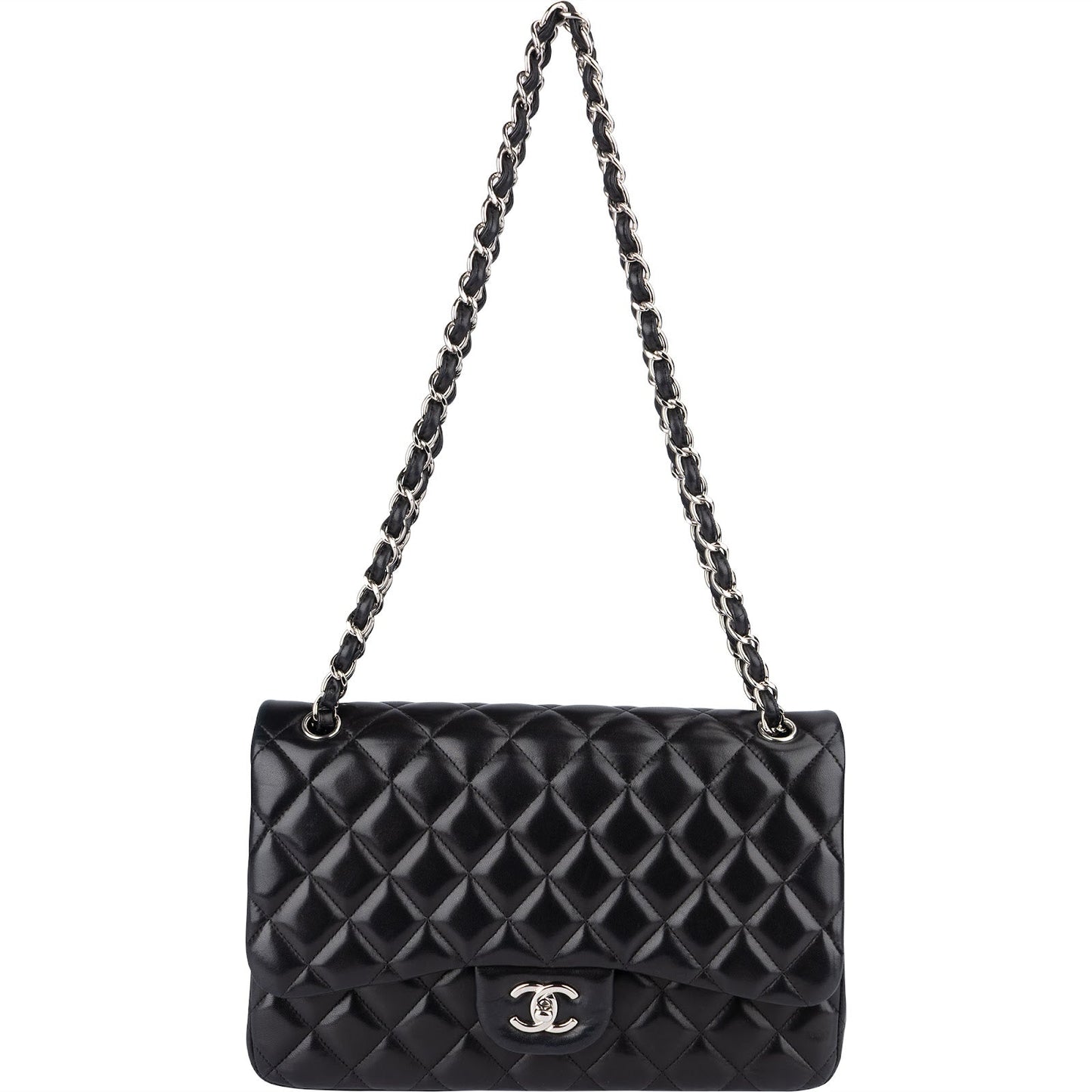 Chanel Quilted Lambskin Jumbo Double Flap Crossbody Bag