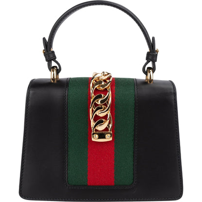 Gucci Black Leather Sylvie Sherry Line Handbag