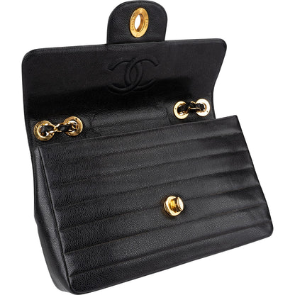 Chanel Horizontal Quilted Caviar Leather Jumbo 24K Gold Single Flap Crossbody Bag