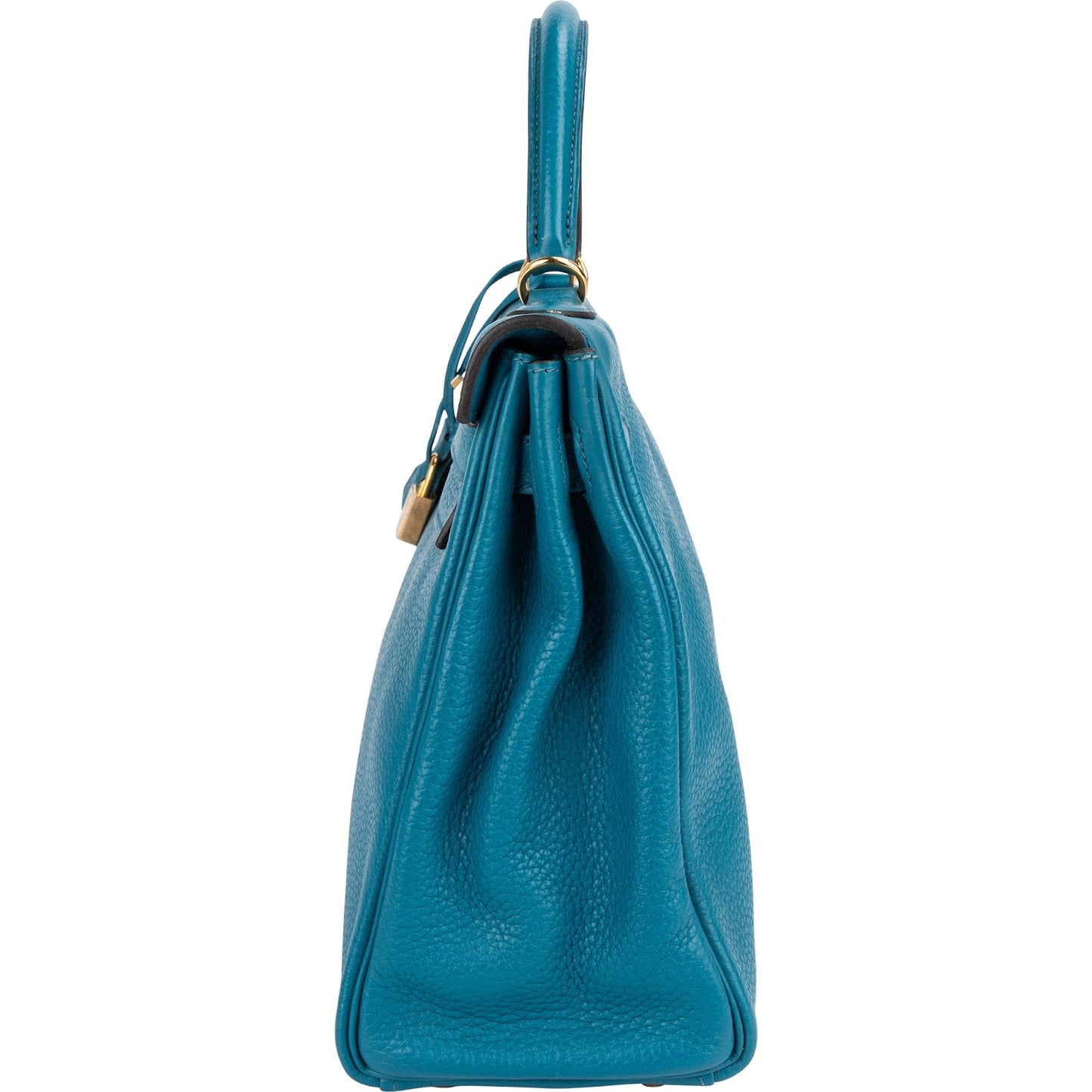 Hermès Bleu Izmir Clemence Leather Kelly 32 Handbag