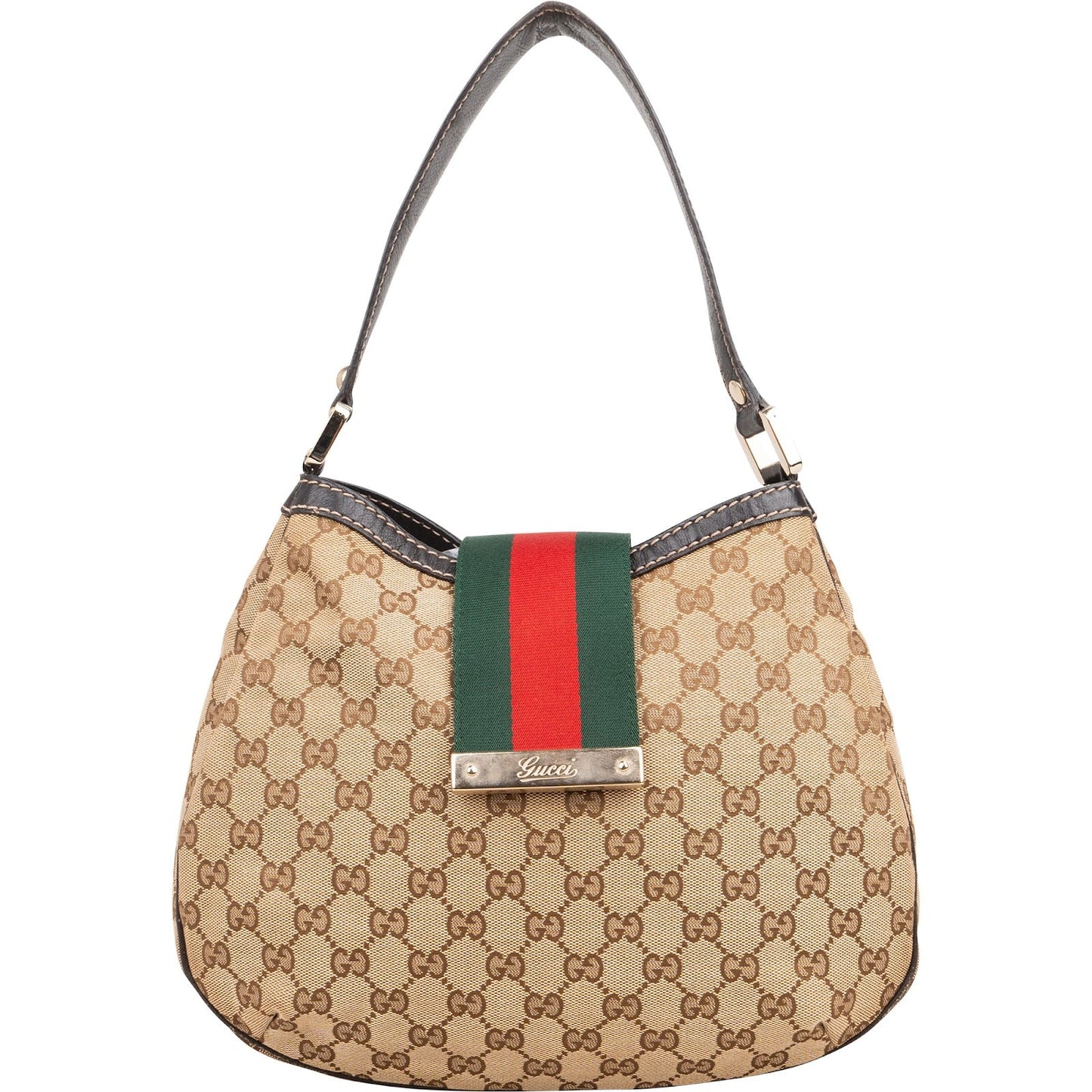 Gucci Monogram GG Web Stripe Shoulder Bag