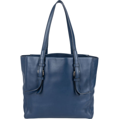 Prada Blue Leather Tote Shoulder Bag