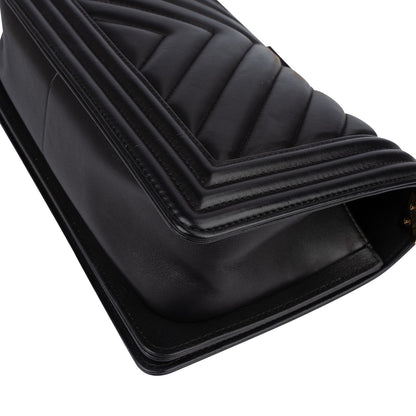 Chanel Quilted Chevron Boy Single Flap Crossbody Bag